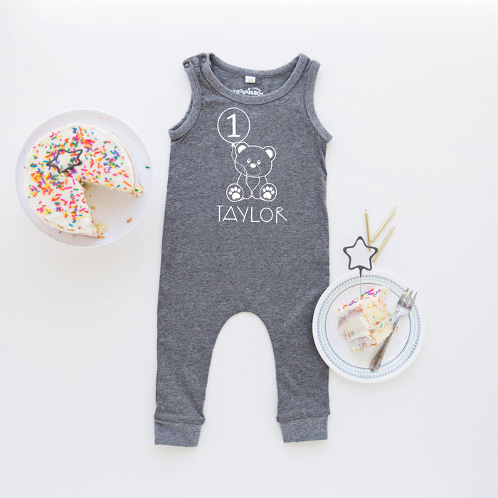 Teddy Bear Themed 1st Birthday Slim Fit First Birthday Romper