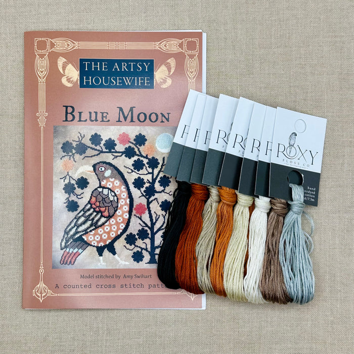 The Artsy Housewife - Blue Moon - Project Kit with Chart, Floss, and Bag Set