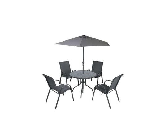 The Garden Collection Amora 4-Seater Dining Set With Parasol
