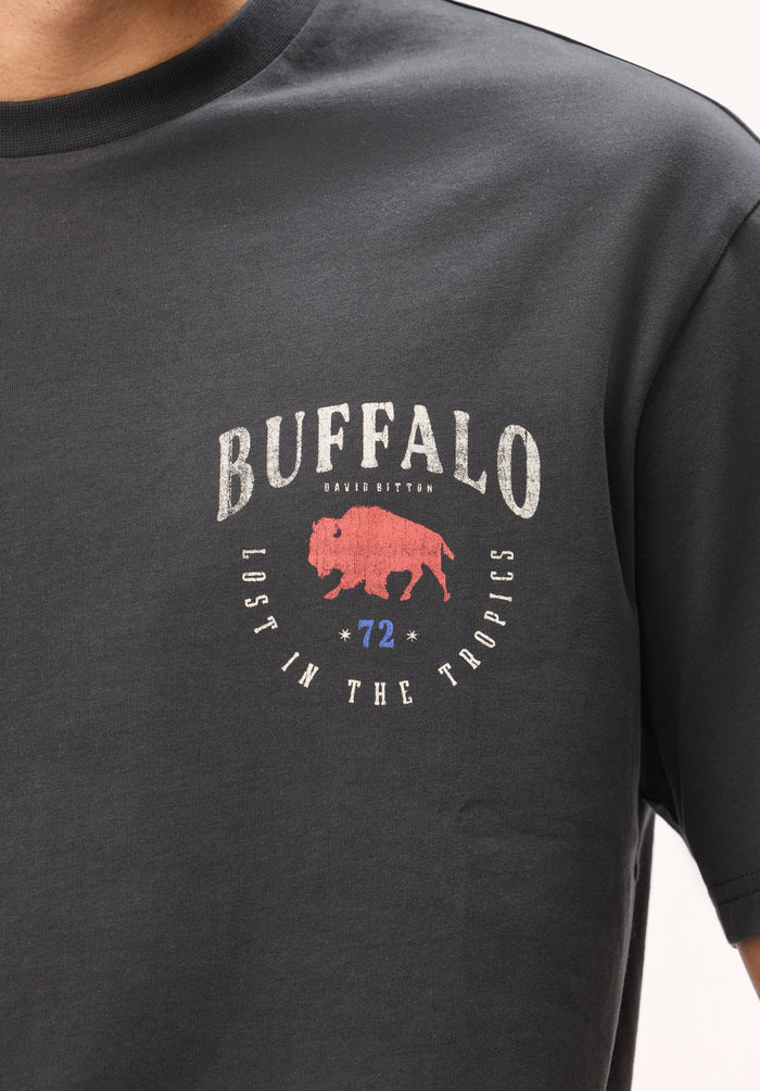 Buffalo Men T-Shirts Black Knit Tees Short Sleeve Buffalo Print