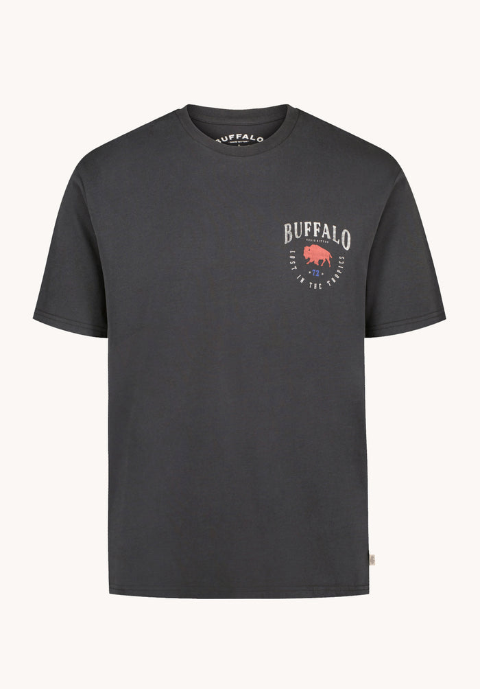 Buffalo Men T-Shirts Black Knit Tees Short Sleeve Buffalo Print