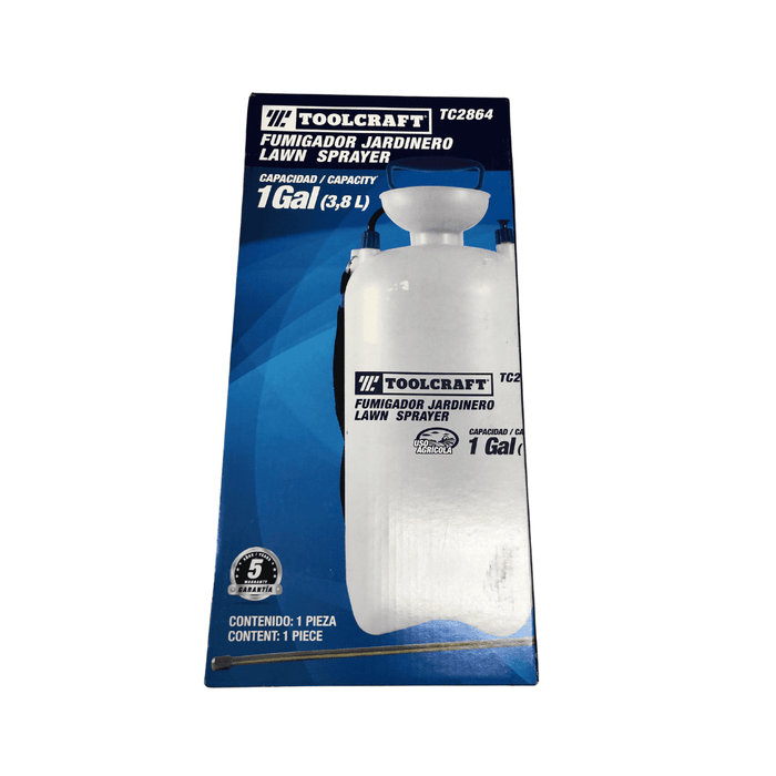 Toolcraft 1 & 2 Gallon Pump Pressure Garden Sprayer With Shoulder Strap - Lawn and Garden Pump Pressure Sprayer for Herbicides, Fertilizers, Mild Cleaning Solutions and Bleach - TC2865 / TC2864 MEGA