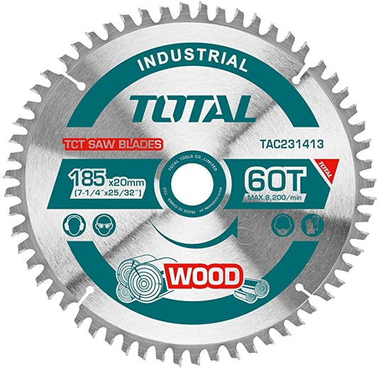 Total 60T TCT Wood Saw Blade Industrial 185mm X 20mm (7 1/4" X 25/32") TAC231413 ebuystt