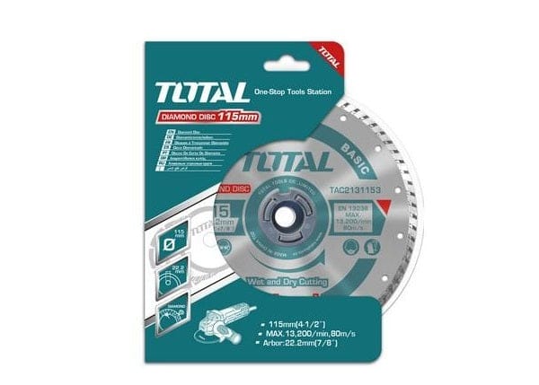 TOTAL Turbo Diamond Blade, Wet and Dry Cutting Disc 4 1/2" x 7/8" (115 X 22MM)  TAC2131153 ebuystt