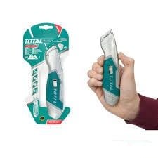 Total's Heavy Duty Utility Knife with Rubber Grip, 3-Position Retractable Locking Blade with 5 (61mm x 19mm) Replaceable Blades, Durable Zinc Alloy Construction. Ideal for Box Cutting, Arts and Crafts, Cutting Carpet, Drywall, Vinyl, and More - TG5126101 TOTAL