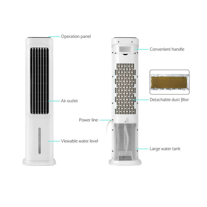 Tower Evaporative Air Cooler Conditioner Portable Cool Fan Humidifier 6L -Home Living Store - -
