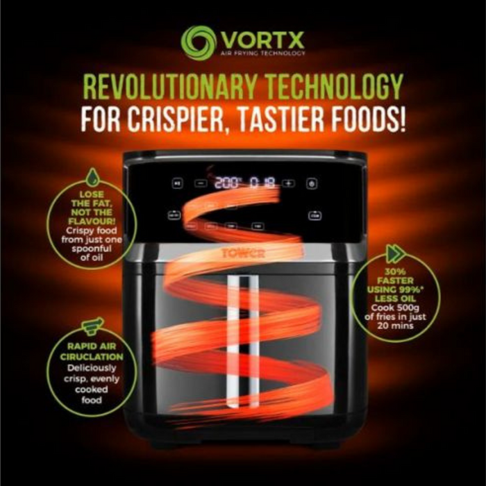 Tower Vortx 1700W 7L Steam Air Fryer - Black | T17101 from Tower - DID Electrical