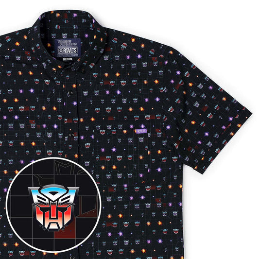 RSVLTS XS RSVLTS® Transformers "(logo)" _ KUNUFLEX Short Sleeve Shirt Transformers "(logo)" _ KUNUFLEX Short Sleeve Shirt