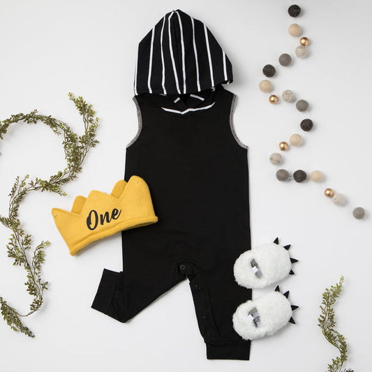 TroubleBoy® Blank Black Romper with Hood