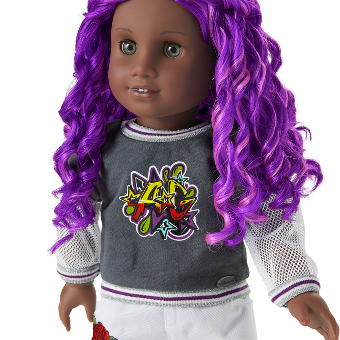 Truly Me™ 18-inch Doll #91 with curly purple hair