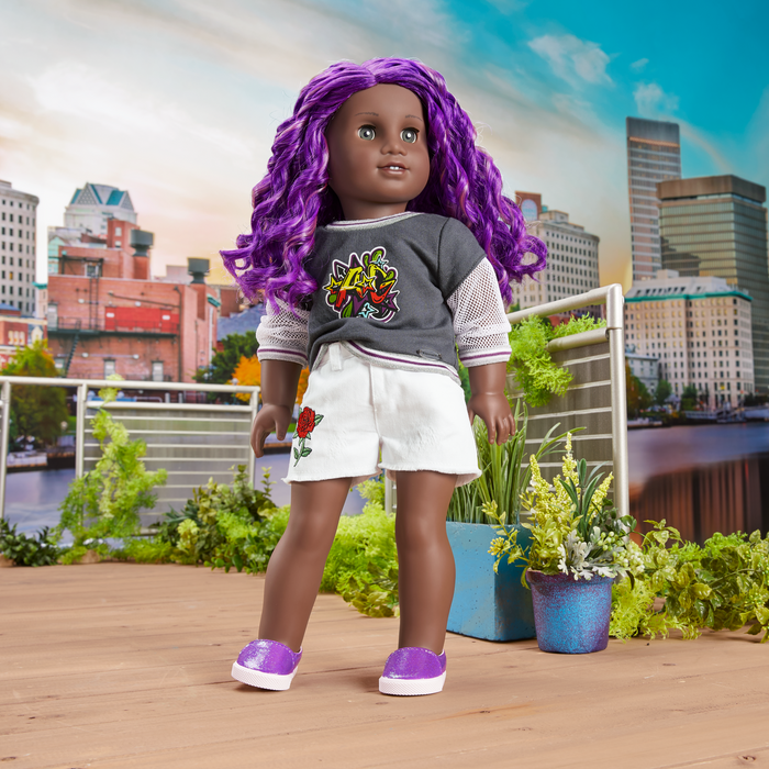 Truly Me™ 18-inch Doll #91 with curly purple hair