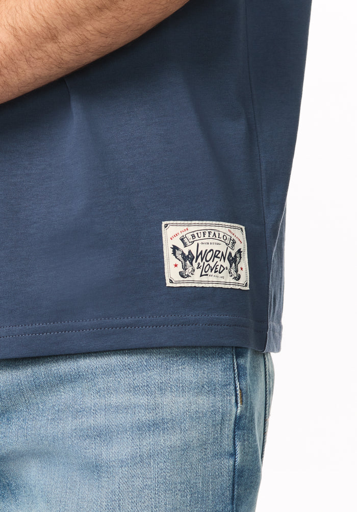 Tulian Men's Buffalo Graphic Tee, Vintage Indigo - BM24965