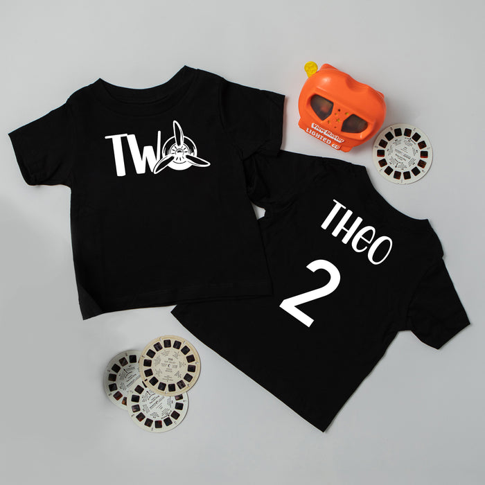 "Two" Airplane Themed Second Birthday T-shirt/Bodysuit