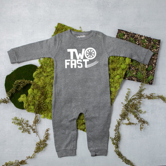 "Two Fast" Racecar Themed Long Sleeve Romper