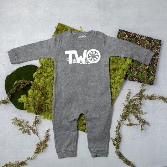 "Two" Racecar Themed Long Sleeve Romper