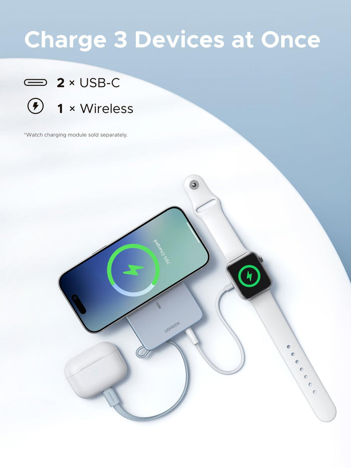 UGREEN MagFlow Power Bank (10000mAh, Qi2 25W, MagSafe - Compatible) - UGREEN EU
