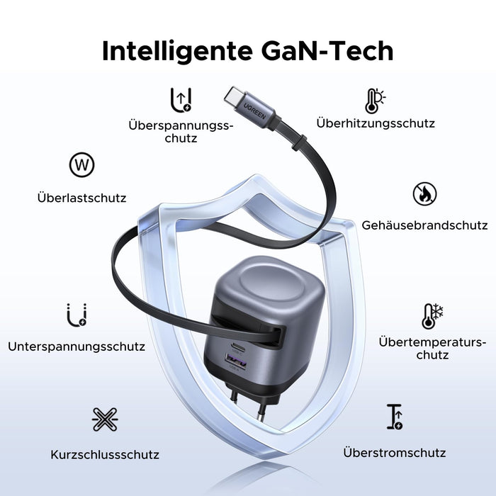 UGREEN Nexode 45W Charger with Retractable USB - C Cable - UGREEN EU