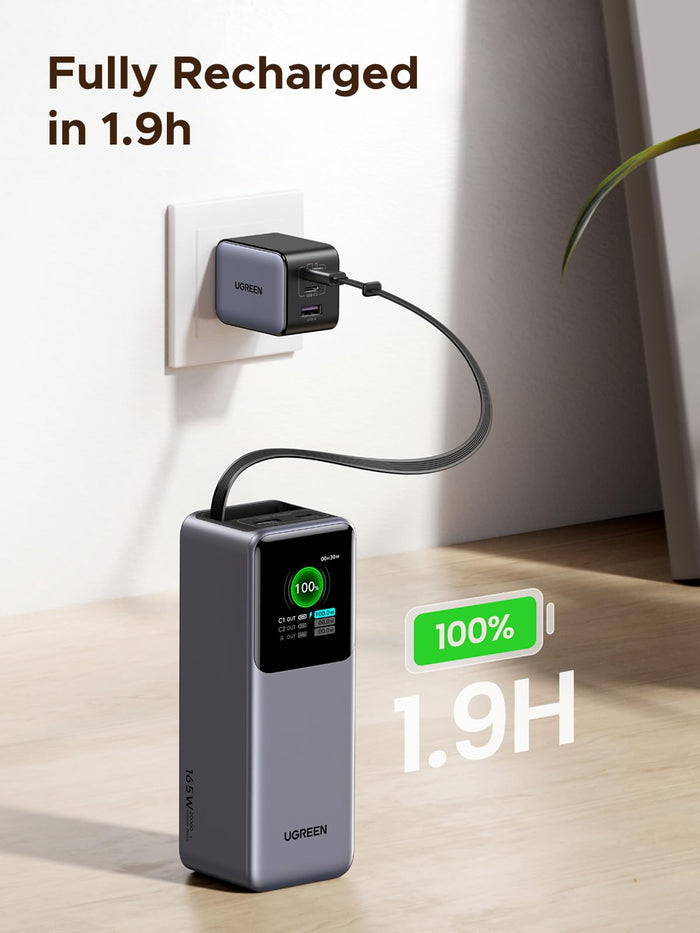 UGREEN Nexode Power Bank 20000mAh 165W with Retractable USB - C Cable - UGREEN EU