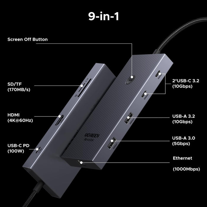 UGREEN Revodok USB - C Hub (9 - Port, 10Gbps, 4K@60Hz, 100W) - UGREEN EU