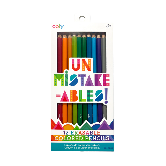 Front of packaging of OOLY Un-Mistakeables! Erasable Colored Pencils