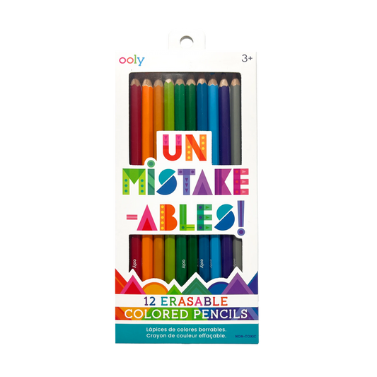 Front of packaging of OOLY Un-Mistakeables! Erasable Colored Pencils