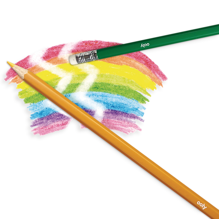 Single rainbow with erased zig-zag pattern made with OOLY Un-Mistakeables! Erasable Colored Pencils