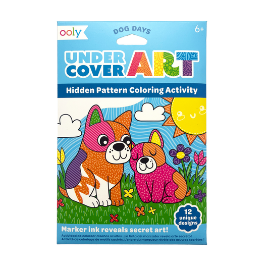 OOLY Undercover Art Hidden Pattern Coloring Activity Art Cards - Dog Days  front of packaging