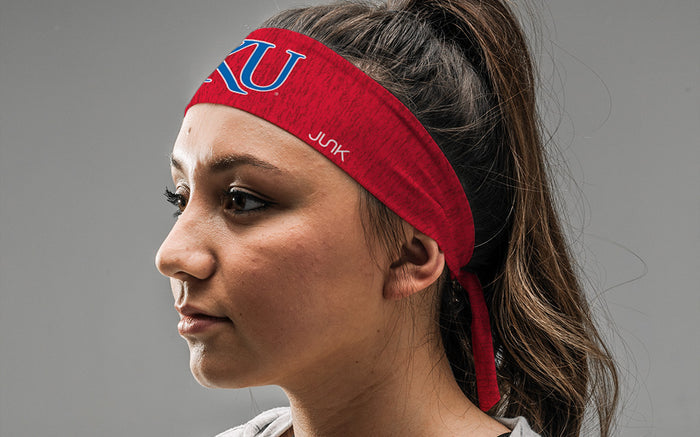 University of Kansas: KU Heathered Red Flex Tie Headband - View 3