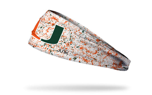 University of Miami: Splatter White Big Bang Lite Headband - View 1