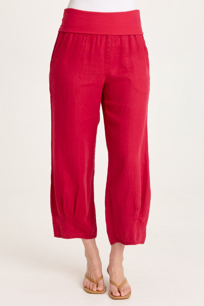XCVI Vasco Linen Barrel Leg Crop
