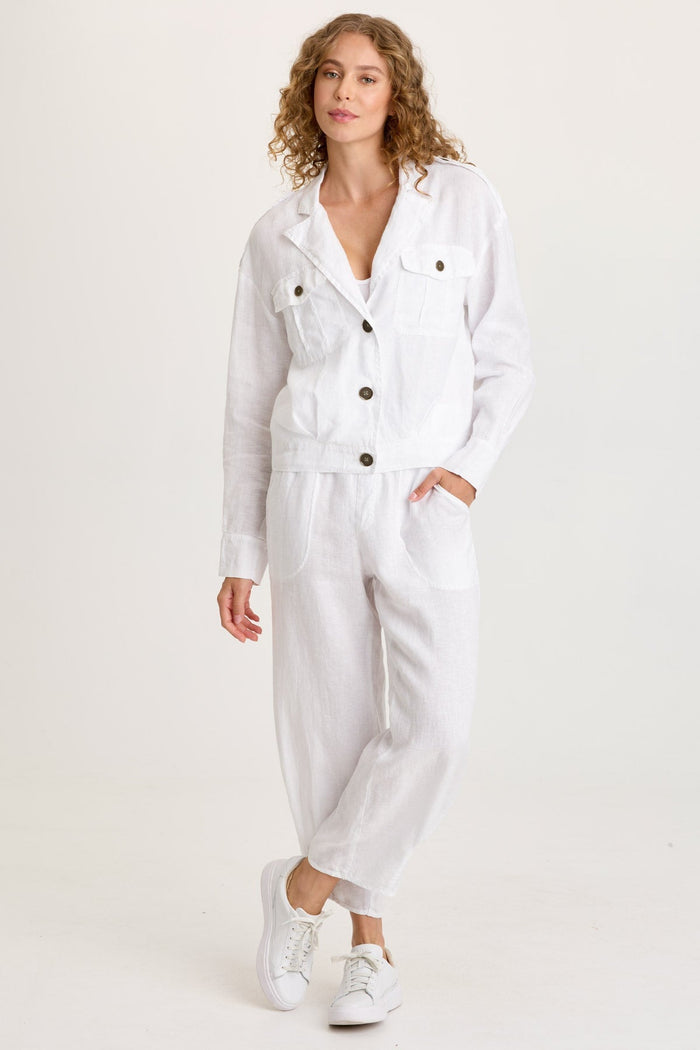 XCVI Vasco Linen Barrel Leg Crop