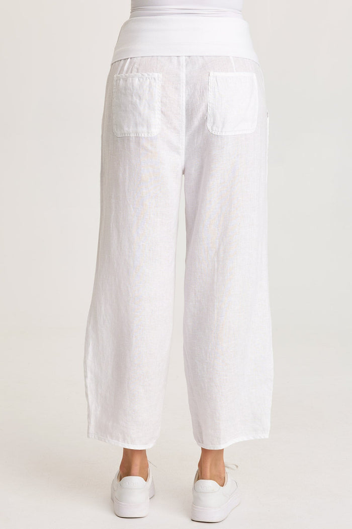 XCVI Vasco Linen Barrel Leg Crop