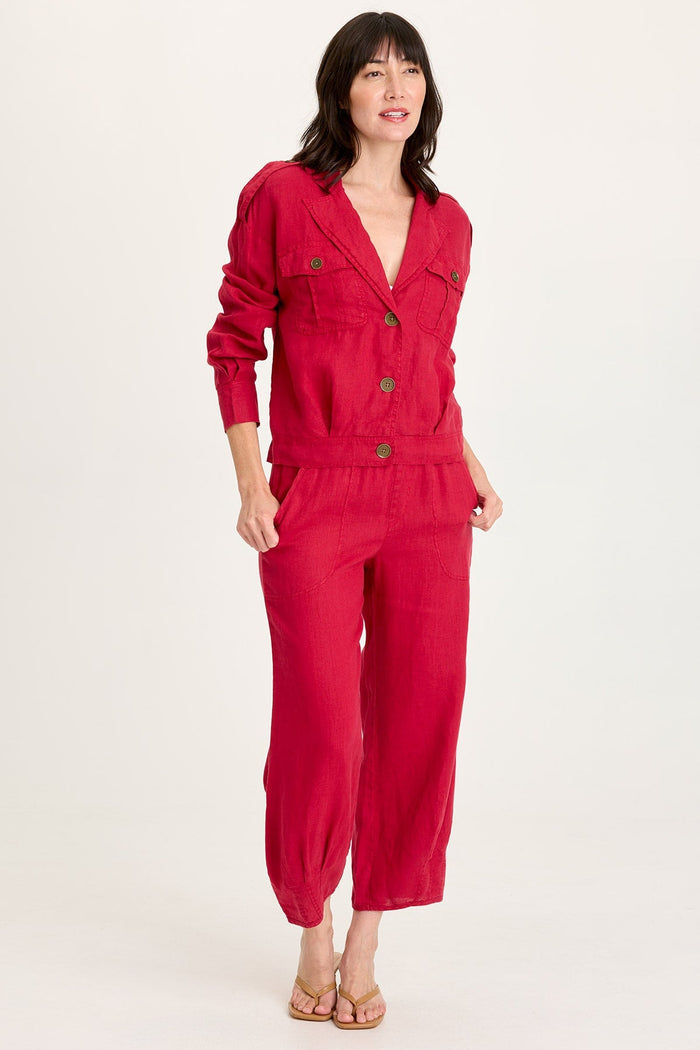 XCVI Vasco Linen Barrel Leg Crop