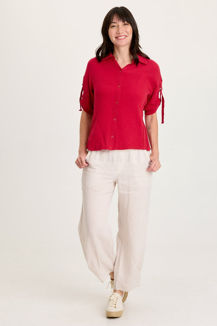 XCVI Vasco Linen Barrel Leg Crop