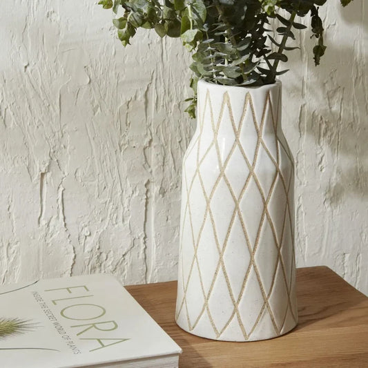 Vase Karaca Home Mosaïque blanc, 16x16x32 cm