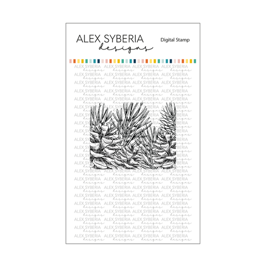 Vintage Collection - Christmas Pine Tree Digital Stamp