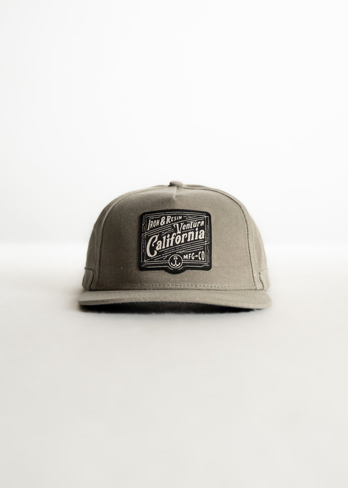 Gray cap with "Iron & Resin Ventura California" logo on front, displayed against a plain white background.