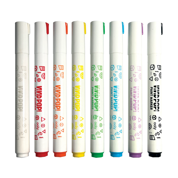 Row of capped markers from OOLY Vivid Pop! Water Based Paint Markers - Set of 8