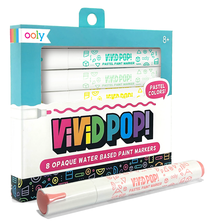 Quarter angle of OOLY Vivid Pop! Water Based Paint Markers - Pastel packaging