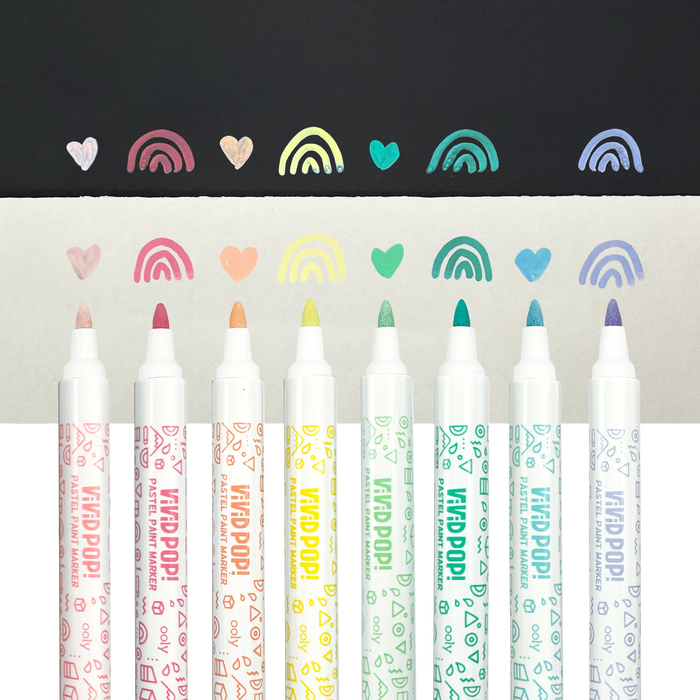 Vivid Pop! Water Based Paint Markers - Pastel caps off and swatches