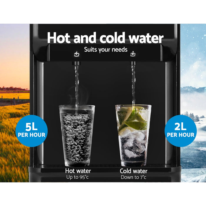 Water Cooler Dispenser Bench Top Cold Hot Two Taps Instant Machine Black-Home Living Store-