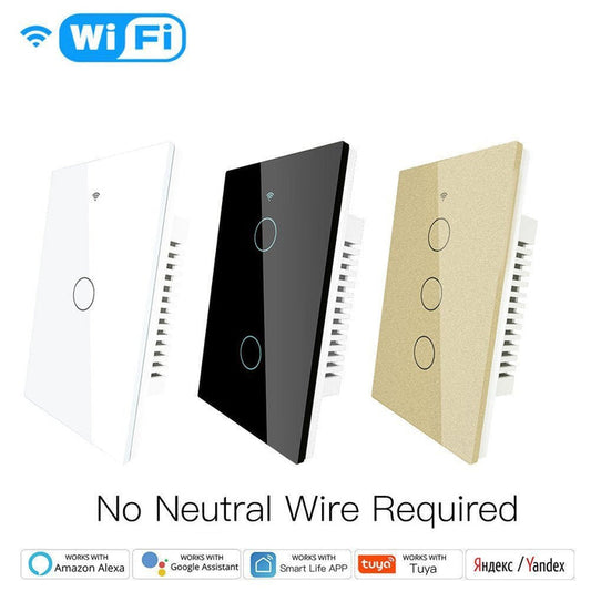 WiFi RF433 Smart Light Wall Touch Switch Single Pole 1/2/3/4 Gang US 220V - MOES