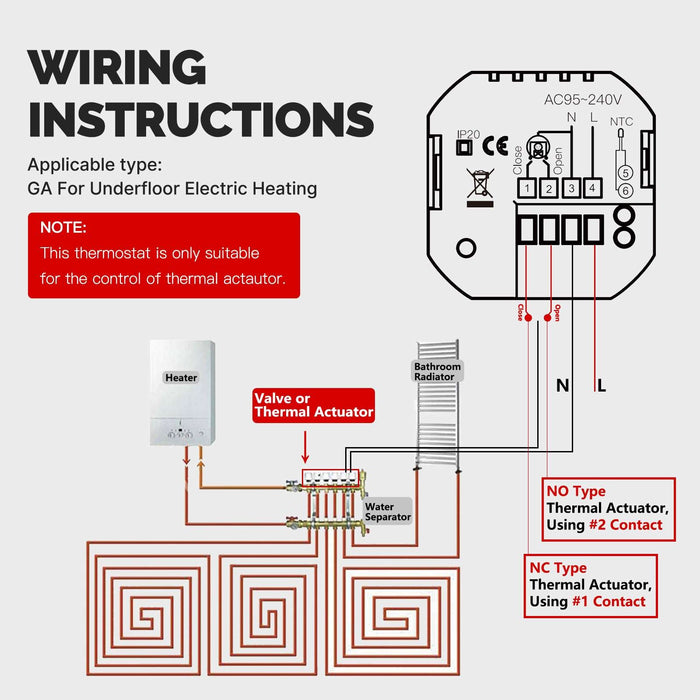 WiFi Smart Thermostat Temperature Controller for Water/ Electric /Gas /Boiler Floor Heating - MOES