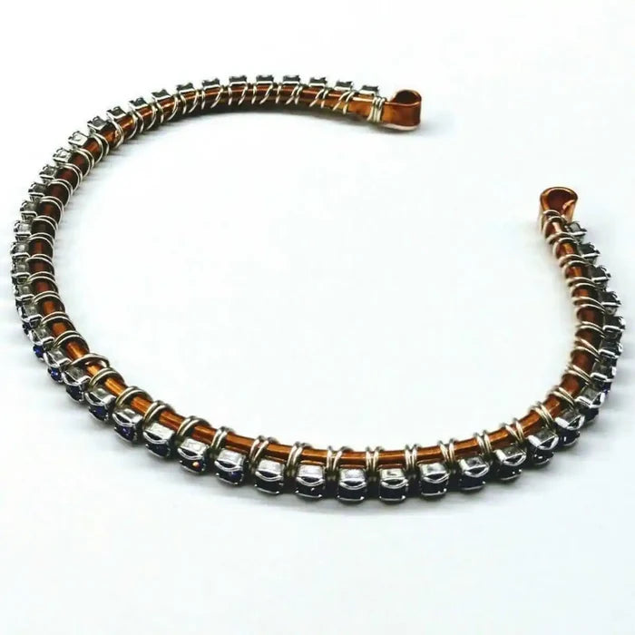 AMD1172 Wire Wrapped Copper Silver Purple CrystalJewelryBracelet$ 61.00Alexa Martha Designs