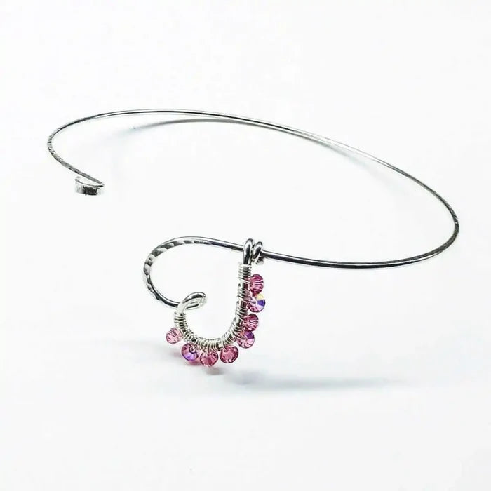 AMD1204 Pink Crystal Wire Wrapped Heart Bangle in SterlingJewelryBracelet$ 71.00Alexa Martha Designs