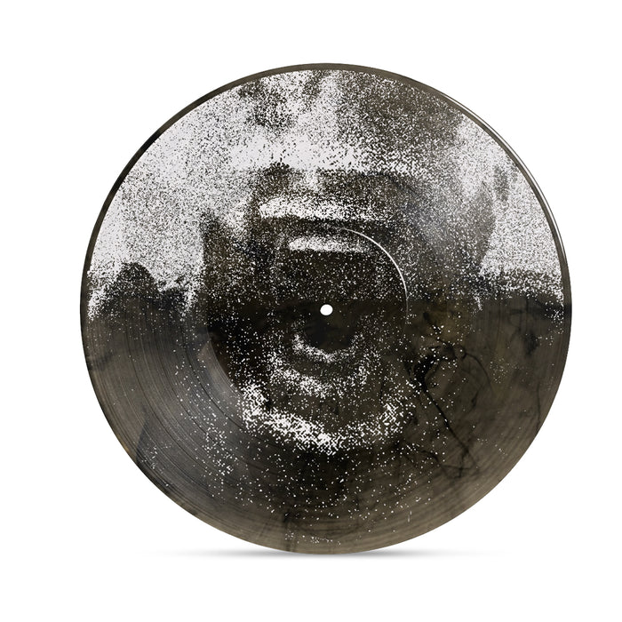 Custom B-side has picture of person screaming in white ink printed on the vinyl.