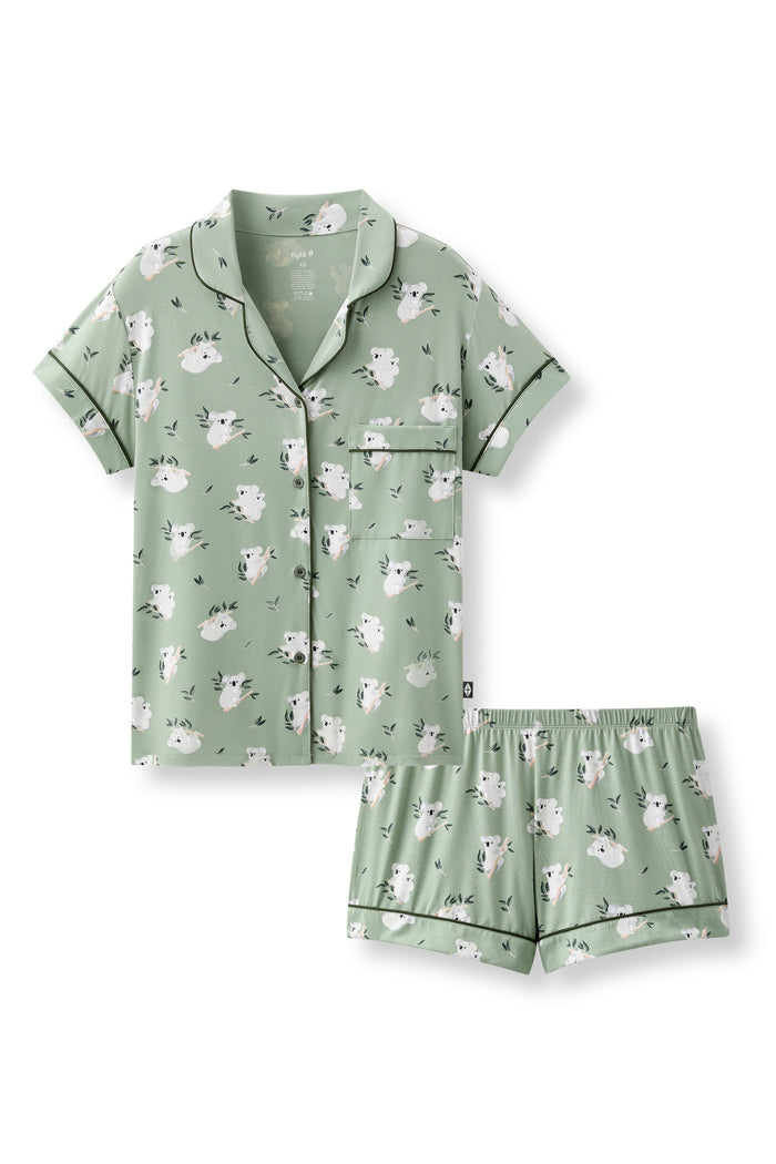 Product photo of the Women's Short Sleeve Pajama Set in Koala on a white surface