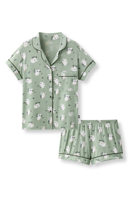 Product photo of the Women's Short Sleeve Pajama Set in Koala on a white surface