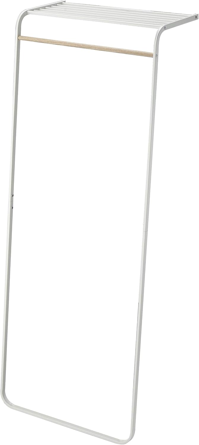 Yamazaki Home Leaning Shelf Coat Hanger, One Size, White