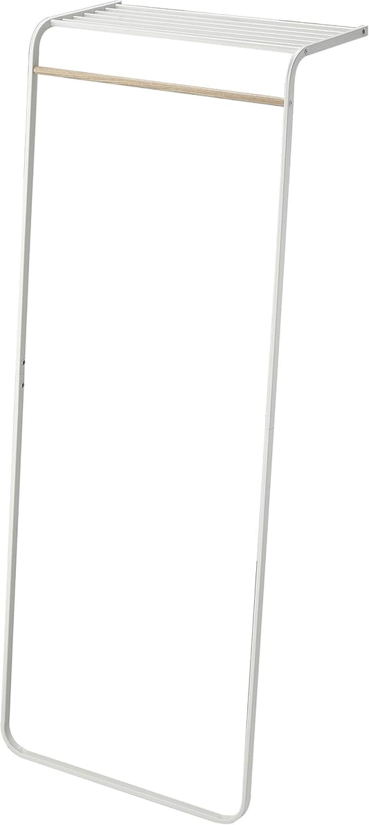 Yamazaki Home Leaning Shelf Coat Hanger, One Size, White